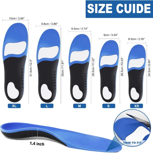 Vista 5 de Plantillas para fascitis plantar, plantillas de zapatos con soporte de arco alto para hombres y mujeres, plantillas ortopédicas de gel para correr