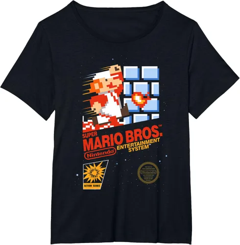Vista 26 de Super Mario Dashin - Camiseta gráfica de acción, ajuste clásico, cuello redondo, color negro