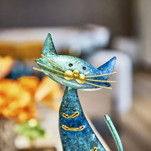 Vista 7 de Aayla Estatuas de gato – Juego de 3 pequeñas figuras azules de gatos acuáticos, adorable regalo para los amantes de los gatos, decoración
