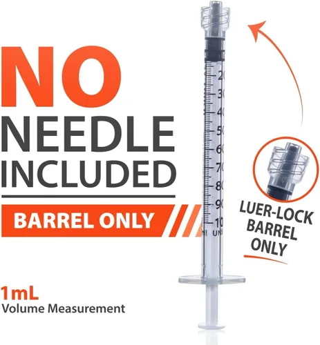 Vista 6 de EasyTouch Luer-Lock barril de jeringas, jeringa de 1ML, paquete de 100