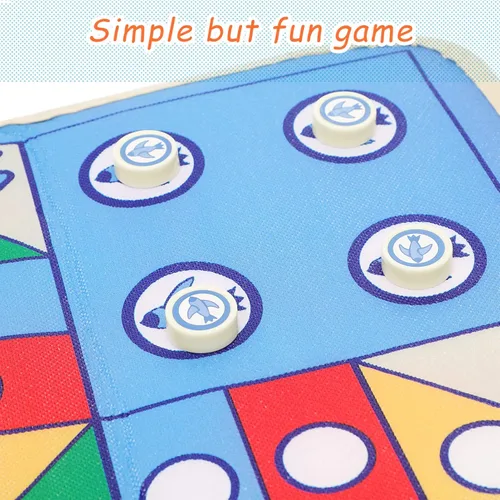 Vista 5 de NUOBESTY Alfombra de ajedrez voladora con 16 piezas de ajedrez y dados para padres e hijos, juego de mesa familiar para fiestas, viajes, 33.85 x