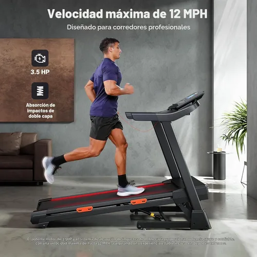 Vista 3 de THERUN Cinta de correr con inclinación automática al 20%, motor de 12 MPH y 3.5 HP, cinturón de correr grande de 55 x 20 pulgadas con consola