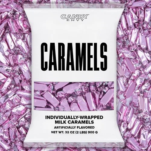 Vista 4 de Caramelos envueltos individualmente en color rosa claro, bolsa de 2 libras, aproximadamente 190