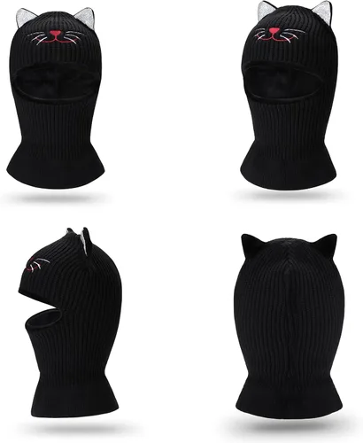 Vista 5 de Bbaby - Conjunto de bufanda y gorro de invierno para niños pequeños, bufandas con capucha y forro polar cálido