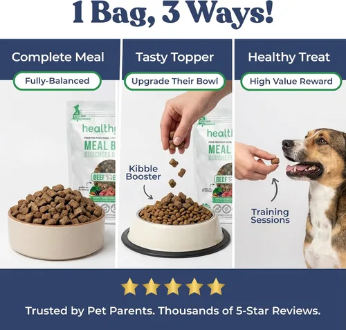 Vista 8 de healthybud Alimento crudo para perros, mordeduras de carne liofilizadas, alimento para cachorros sin granos, grado humano, alto contenido