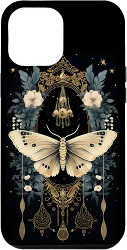 Vista 25 de iPhone 16 Celestial Moth Witchy Butterfly Botanical Moon Boho Flowers Case