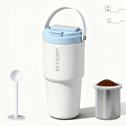 Vista 15 de Taza de café portátil para viajes, mini máquina de café expreso, taza térmica de 20 onzas con tapa, filtro eléctrico de extracción rápida, vaso