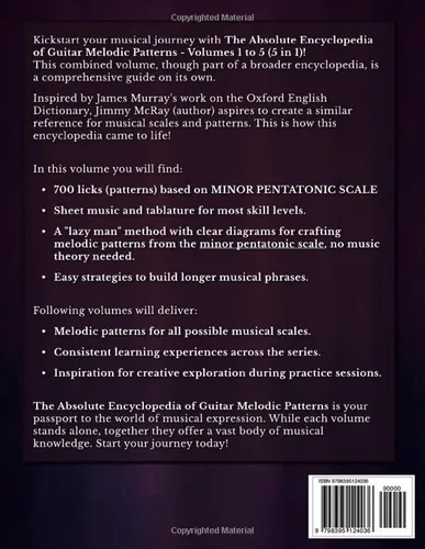 Vista 2 de The Absolute Encyclopedia of Guitar Melodic Patterns. VOL. 1 to 5 (5 in 1) Minor Pentatonic Licks Collection. 700 Practical Examples. Notes and