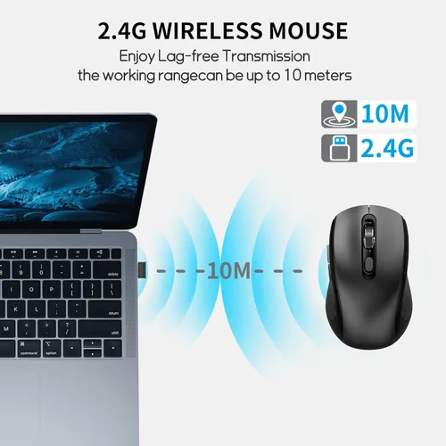 Vista 2 de Ratón inalámbrico silencioso ergonómico de la llave lateral de 6