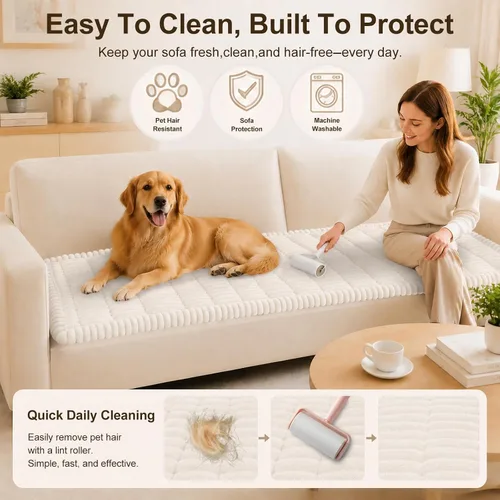 Vista 31 de decorUhome Funda de sofá para perros, funda antideslizante y mullida para sofá, para asiento, respaldo y reposabrazos, protector de sofá suave