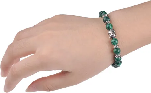 Vista 4 de Joya brazalete con gemas redondas de 8 mm, brazalete para los chacras, regalo de cumpleaños