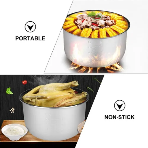 Vista 5 de Housoutil - Olla de repuesto para arrocera antiadherente, olla interior accesorios eléctricos de 7.28 x 7.28 x 4.33 pulgadas, inserto para sopa