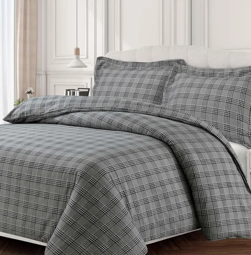 Vista 11 de Tribeca Living ST170DSQUBG - Juego de edredón de franela de gran tamaño, tamaño Queen, negro/gris