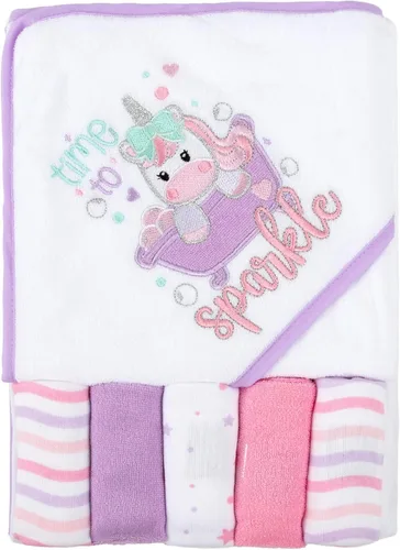 Vista 6 de Juego de toallas de baño con capucha para bebés y niños de 6 a 12 meses (azul tiburón mini)
