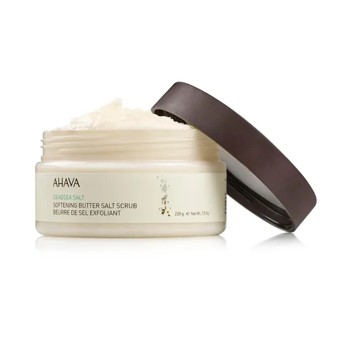 Vista 2 de AHAVA Exfoliante de sal de mantequilla suavizante de sal del mar muerto, exfoliante corporal rico y mantecoso para una piel suave y radiante