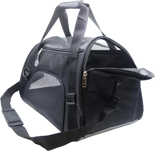 Vista 8 de ZaneSun Transportador para gatos, transportador de viaje para mascotas de lados suaves para gatos, perros y cachorros, bolsa plegable portátil