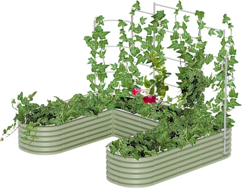 Vista 9 de Vego Garden Sistema modular de enrejado de pared, 8.0 pies de largo para camas de jardín de 2.0 x 8.0 pies (9 en 1), enrejado de jardín para plantas