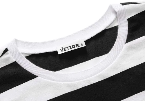 Vista 5 de VETIOR Mens Basic Striped Long Sleeve Casual Cotton T-Shirt