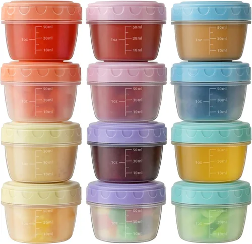 Vista 11 de Recipiente de aderezo para ensalada para llevar con tapas, apto para lavavajillas y microondas, pequeños recipientes de condimentos con líneas