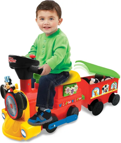 Vista 8 de Kiddieland Toys Limited - Mickey Choo, alimentado por batería, de 12 meses a 36 meses con Caboose & Tracks Ride On, los colores reflejantes pueden