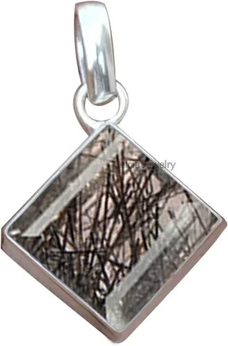 Vista 22 de Colgante de plata de ley 925 maciza para hombres y mujeres, auténtico ónix negro plano, cuadrado, colgante único hecho a mano para ella y él