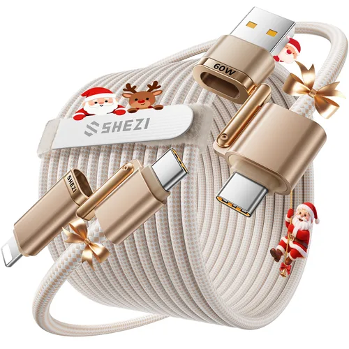 Vista 9 de SHEZI Cable USB C 4 en 1 trenzado de nailon de 60 W, 3 pies, compatible con cable Lightning, cable de carga rápida para iPhone/iPad