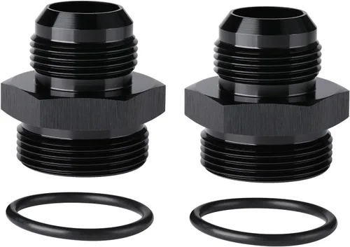 Vista 20 de 4AN macho a 4AN ORB con junta tórica Boss adaptador de riel de bomba de combustible de aluminio negro