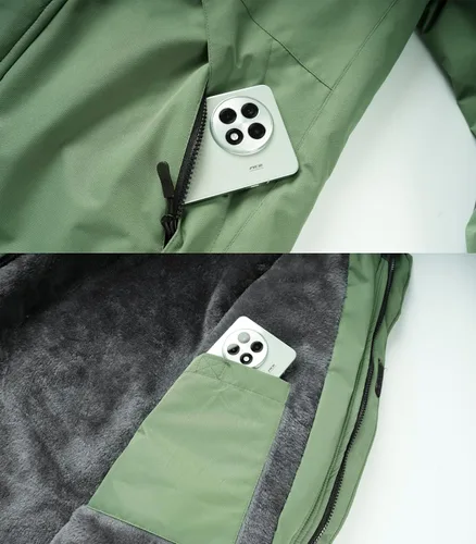 Vista 5 de INVACHI Chaqueta de esquí de invierno para hombre, impermeable, resistente al viento, forro polar con capucha