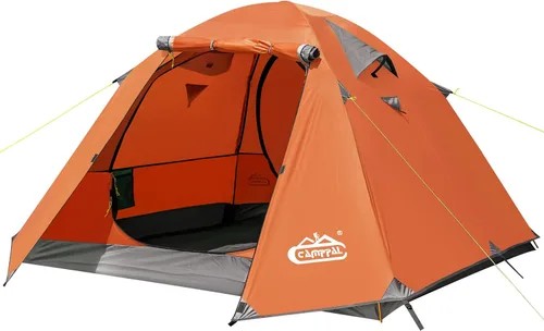 Vista 9 de Carpa de mochilero Camppal de 2-3 personas con puerta doble y 2 vestíbulos, impermeable, a prueba de viento, ligera, fácil de montar, para 3