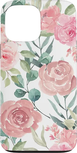 Vista 23 de iPhone 16 Pastel Pink Flower Print - Watercolor Floral Petals Blossom Case