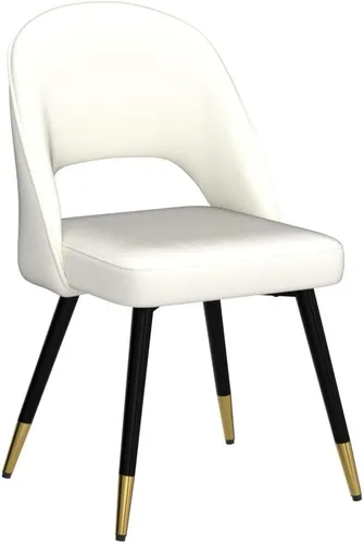 Vista 4 de LukeAlon Juego de 2 sillas de comedor clásicas de terciopelo, sillas de cocina tapizadas con respaldo abierto con patas de metal, sillas laterales