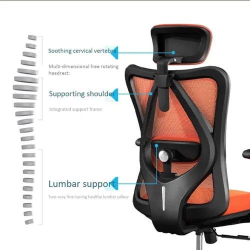 Vista 4 de Silla de oficina ergonómica giratoria ejecutiva multifunción de malla con ajustable (negro)