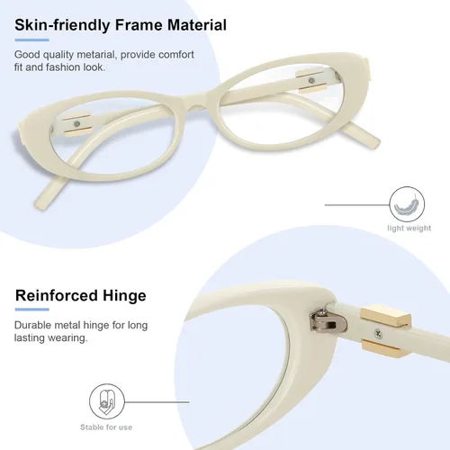 Vista 4 de Oval Blue Light Blocking Glasses for Women Retro 90s Glasses Computer TV Eyeglasses Anti Eyestrain