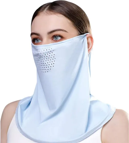 Vista 7 de Protector facial unisex UV multiusos protector para el cuello, polaina elástica para la cara con bucles para las orejas
