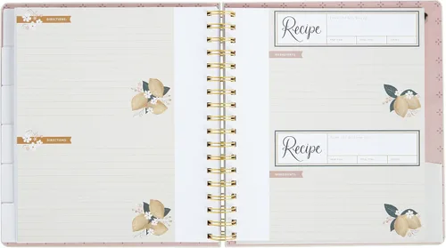 Vista 5 de C.R. Gibson Cuaderno de cocina con tapa dura en espiral, libro de cocina familiar, 8.5 x 9.5 pulgadas, limones