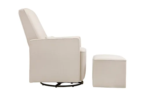 Vista 4 de Silla giratoria tapizada DaVinci Olive; incluye un otomano, Crema