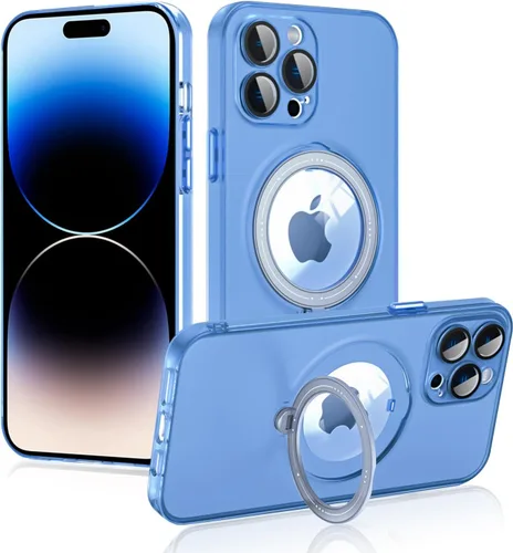 Vista 9 de Funda magnética para iPhone 14 Pro, con anillo de soporte, [compatible con Magsafe] [protección de cámara] grado militar a prueba de golpes con Negro