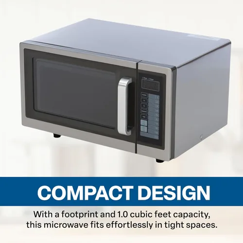 Vista 2 de FSE Microondas comerciales con control digital de almohadilla táctil, interior de 1 pie cúbico, acero inoxidable, 1000 vatios, aprobado por UL y NSF