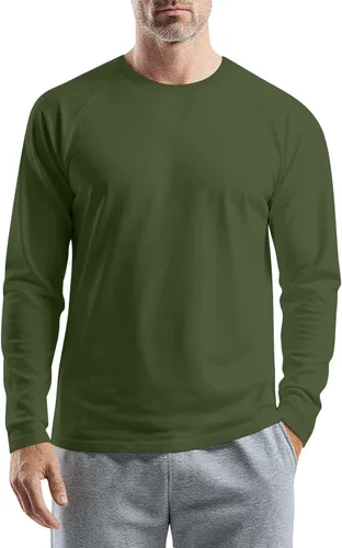 Vista 34 de Camisetas para hombre, manga larga, color sólido, cuello redondo, camisetas básicas informales, M-3XL