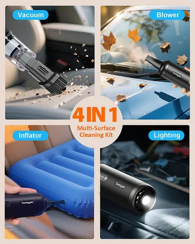 Vista 2 de Aspiradora de Coche Portátil Inalámbrica, 21000PA de Mano de Alta Potencia de Succión y Soplado, Pequeña Aspiradora de Mano Inalámbrica para Coche