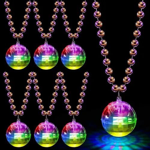 Vista 10 de Henoyso - 6 collares de discoteca iluminados para Halloween, colores mezclados Color mixto