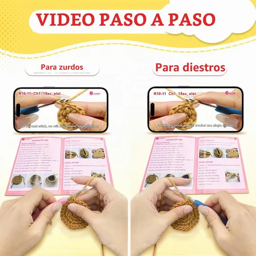 Vista 4 de SGIBYN Kit de ganchillo para principiantes - Juego de 3 pollos Amigurumi de bricolaje
