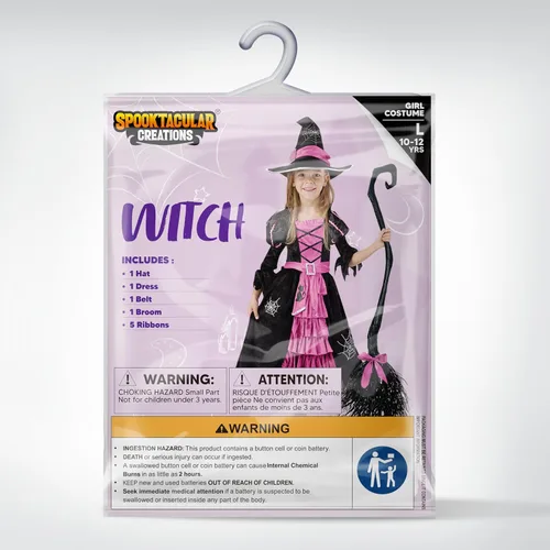Vista 6 de Spooktacular Creations Disfraz de bruja de cuento de hadas con escoba para niñas