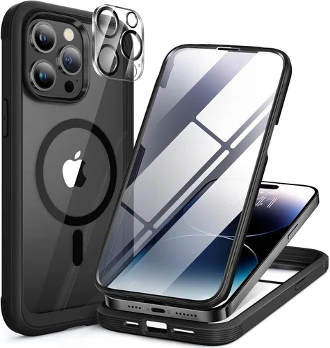 Vista 47 de Miracase - Funda magnética para iPhone 13 Pro Max de 6.7 pulgadas (compatible con MagSafe), transparente, completo, protector de pantalla de vidrio