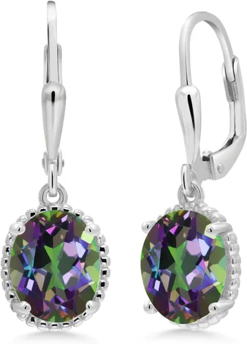 Vista 108 de Gem Stone King Aretes colgantes de gota para mujer, plata de ley 925, piedra natal ovalada de 0.354 x 0.276 in, joyería fina, regalos para ella