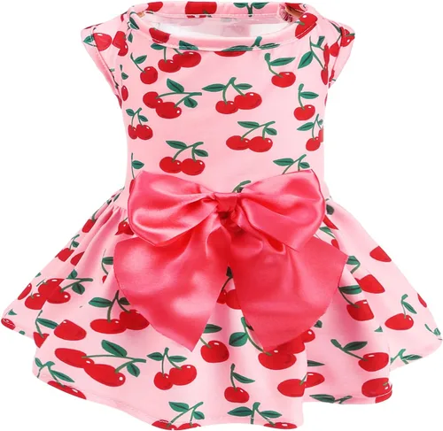 Vista 35 de PUPTECK Vestido estampado para perro, ropa para mascotas para el 4 de julio con lindo corbatín para cachorros, bandera, XS Estilo americano