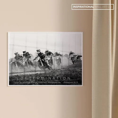 Vista 9 de Inspirational Wall Art Co. - Determinación - Motocross ATV Dirt Bike Guys Rampa Freestyle Racing Regalo Niños Motivación Citas Carteles Impresos