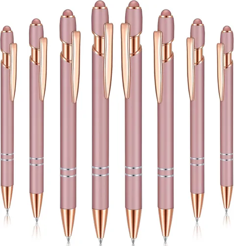 Vista 14 de 8 Pieces Ballpoint Pen with Stylus Tip Black Ink 2 in 1 Stylus Metal 1.0 mm Medium Point Smooth Pen Rainbow Colorful Rubberized Ballpoint for Touch