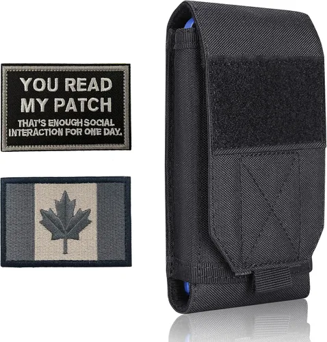 Vista 13 de Funda táctica negra Molle impermeable para teléfono celular, funda resistente para iPhone 11, 12, 13 Pro Max, menos de 6.7 pulgadas