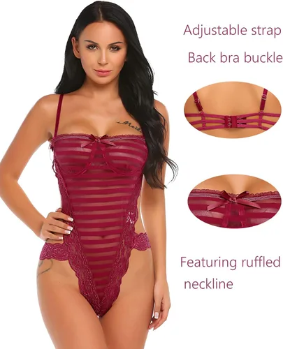 Vista 3 de Avidlove - Ropa interior de una pieza para mujer con cuello en V